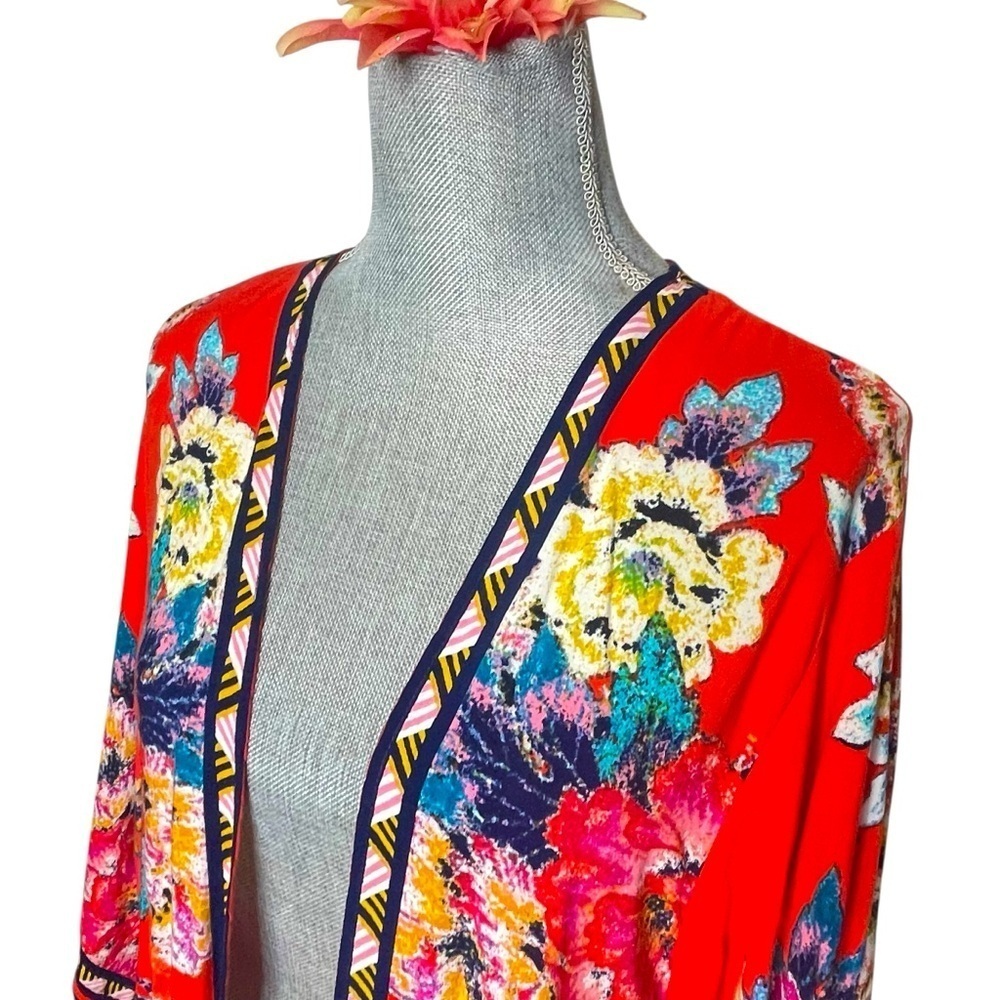 Flying Tomato Anthropologie Sz M-L Floral Print Kimono Cardigan Duster Top - Picture 7 of 12
